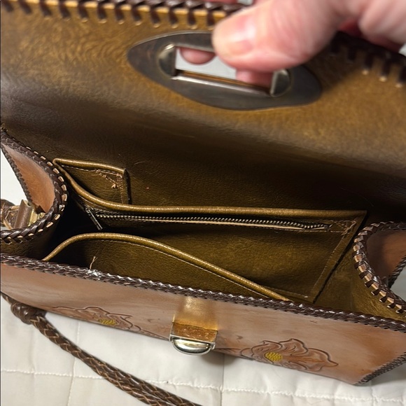 Tooled Leather Purse Shoulder Bag Horse Floral Adjustable Strap - Picture 6 of 9